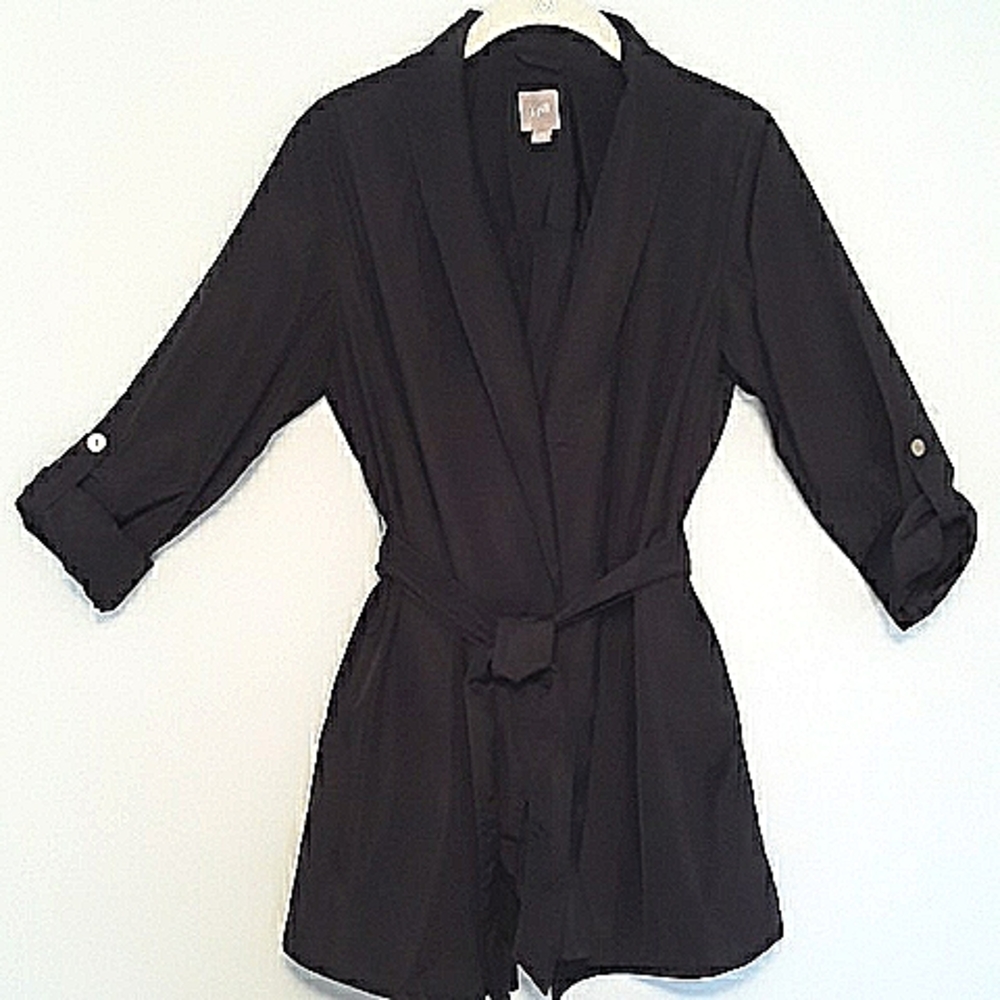 J. Jill Wrap Trench Coat Lightweight Black size XS petite